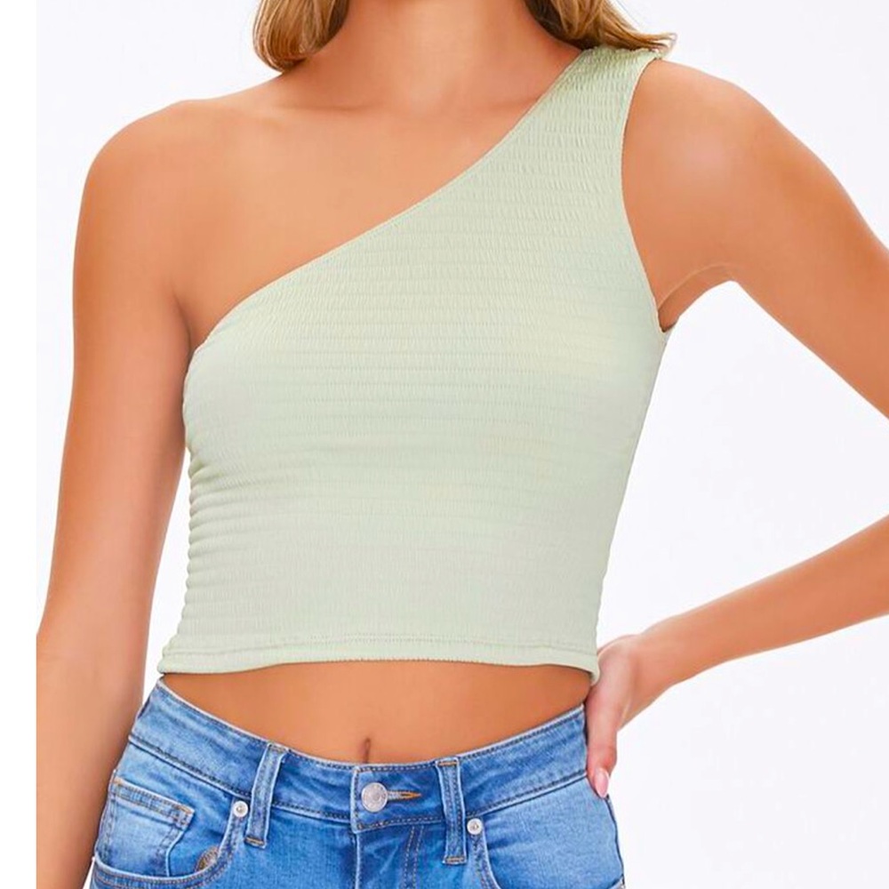 One Shoulder Textured Top